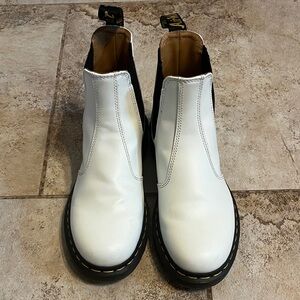 Dr. Martens White and Black Leather Ankle Boots